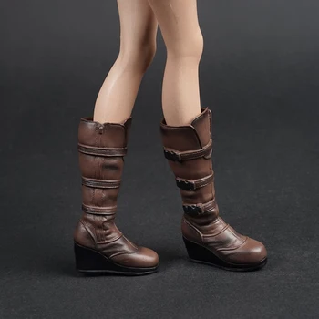 1/6 skala mode kvindelige kvinde, pige brune støvler sko model fit 12
