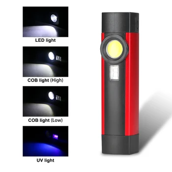 USB-Genopladelige LED Lommelygte COB Arbejde Lette Bærbare, der arbejder fakkel UV-sort lys 395nm Ultraviolet 4 tilstande UV-Lommelygte