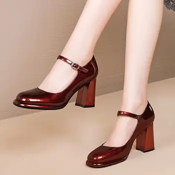 ALLBITEFO mode sexet ægte læder snøre damer kvinder hæle casual-høj hæl sko mærke foråret efteråret pige høje hæle