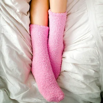 Vinteren Wamer Kvinder 1 Par Breve Sokker Fuzzy Anti-Slip Sokker Julegave Sovende Sokker til dame