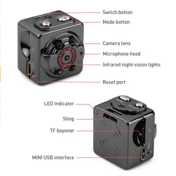 SQ8 Smart Full HD 720P Lille Cam Micro Mini Kamera, Video Kamera med Night Vision Trådløse Krop DVR DV Lille Minicamera