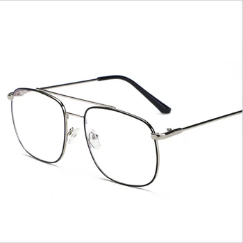 Ny dobbelt stråle pilot briller ramme af metal fladskærms spejl runde frame briller ramme 0 grader linse, anti-blå lys UV-briller