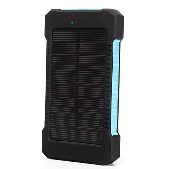 Solar Power Bank 20000mAh Solcelle Ekstern Batteri Oplader, med 2 USB-Porte, Telefon Poverbank med LED-Lys Til iPhone, Samsung, Huawei