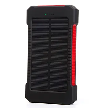 Solar Power Bank 20000mAh Solcelle Ekstern Batteri Oplader, med 2 USB-Porte, Telefon Poverbank med LED-Lys Til iPhone, Samsung, Huawei