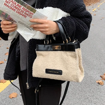 с доставкой Crossbody Tasker til Kvinder 2020 Vinter Trend Mærkevarer Skulder Håndtasker og Punge Luksus Faux Fur Kvindelig Hånd Taske