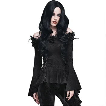 Gothic Kvinder Blonder Victorianske Bluse Flare Ærmet Steampunk Blomster Slim-Shirts, Casual Skjorte Top