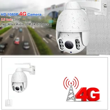 SHIWOJIA IP-Kamera Wifi 4G SIM-Kort 1080P HD PTZ Dome 4X Zoom Sikkerhed Kamera Trådløse Udendørs IP66 CCTV P2P-IR Night Vision 30M