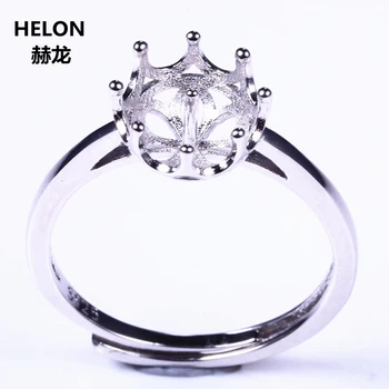925 Sterling Sølv Ring Engros Kvinder Engagement Bryllup 8x8mm Perle Ring Semi Mount-Indstilling, Justerbar