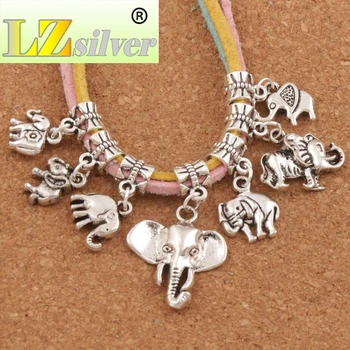 Blandet Elefant Store Hul Stolpe Dingle Europæiske Perler 35PCS Tibet Fit Armbånd Løse Perler BM53