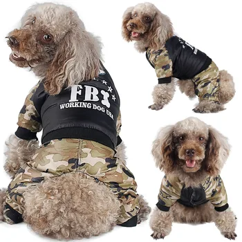 Nye efterår og vinter pet tøj FBI camouflage varm hund tøj kat tøj små og mellemstore hund bomuld polstret tøj
