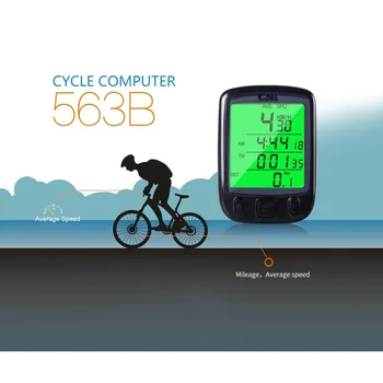 SD-563B Cykel Computer vandafvisende Cykling Speedometer Kilometertæller med Grønne LCD-Baggrundslys Cykel Computer SD - 563B