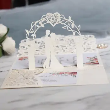 10stk Laser Cut Hule Hjerte Form Bryllup Invitationer Kort festartikler M6CE
