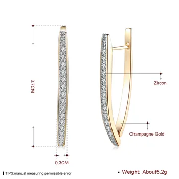 Rolilason lang zircon 925 guld øreringe elegant business-gaver til kvinder eksklusiv skabelse Je1212