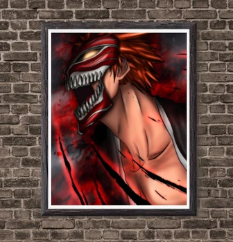 Sæt af 6 Anime Bleach Hollow Mask Ulquiorra Cifer Grimmjow Ichigo Kenpachi Billede Lærred Væg Kunst Plakat,der Ikke er Medtaget Ramme