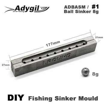 Adygil DIY Fiskeri Bolden Loddet Mould ADBASM/#1 Bold Loddet 8g 9 Huller