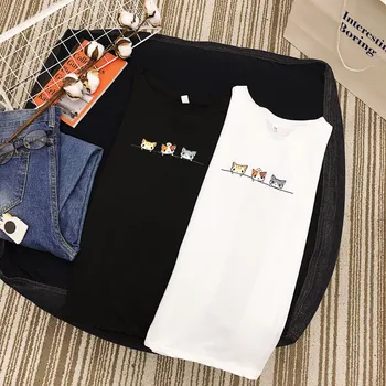 T-shirts Kvinder koreansk Stil Studerende Løs Mode Fritids-Alle-match Dame Tøj Sommeren Enkle, Korte Ærmer Høj Kvalitet