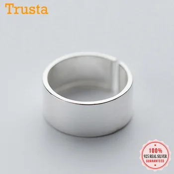 Trusta Ægte 925 Sterling Sølv, med Glat Overflade Åbne Finger Anselig Ring Til Kvinder, Piger Bryllup Smykker Gave DS2237
