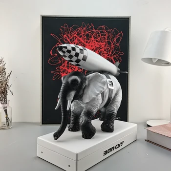 Banksy elefant Art Skulptur Harpiks Håndværk Hjem Dekoration Jul Luksuriøs Gave figur ornament