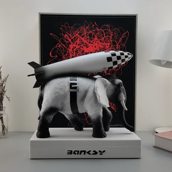 Banksy elefant Art Skulptur Harpiks Håndværk Hjem Dekoration Jul Luksuriøs Gave figur ornament
