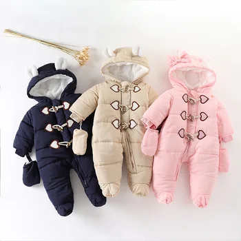 Nyfødte Baby Flyverdragt Vinter Baby Sparkedragt Tykkere Hætteklædte Piger Tøj Sne Bære Overtøj Dreng Sparkedragt Varmt Tøj Baby Jumpsuit