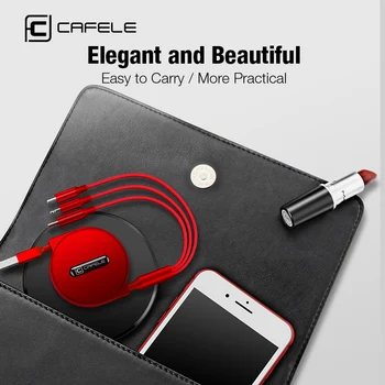 Cafele 3 i 1 Retractable USB-Kabel til iPhone Micro USB Type C Fladskærms-Kabel, Hurtig Opladning til iPhone Kabel+ Mikro-USB - +Type-C