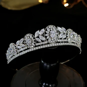 Høj kvalitet bryllup Tiara krone hovedklæde 3A zirconia krystal crown kvinde med hovedklæde og fest krone til dimissionsfest