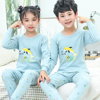 Kids Jul Pyjamas Drenge Piger Tøj Sætter Børn Tegnefilm Nattøj Pyjamas Børn Bomuld Nattøj 2-13Y Teenagere, der Passer til Overnatning
