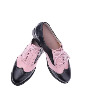Fashion college stil Sort pink Ægte Læder sko til kvinder, fladskærms sko Plus Size Kvinde Brogues oxford sneaker tenis feminino