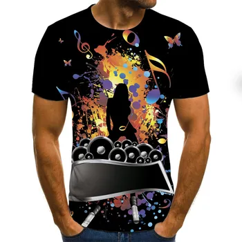 2020 3D-T-shirt Mænd Musik T-shirts 3d-Guitar Casual t-shirts Metal-Shirt Print Gotiske Animationsfilm Tøj Kort Ærme t-shirts