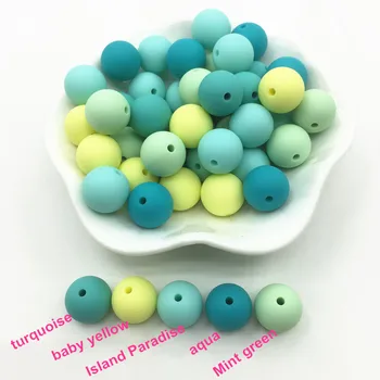 NYE 100pcs/masse 15MM Rund Silikone Perle For Silikone Begyndervanskeligheder Halskæde fødevaregodkendt Perle For Baby BPA Sikker DIY silikone løs perle