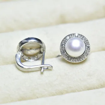 SHDIYAYUN Perle Øreringe af 925 Sterling Sølv Smykker, Vintage Style Naturlige Ferskvands Perle Diamant Stud Øreringe Til Kvinder Gave