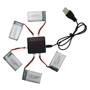 EBOYU 5pcs * 3,7 V 720mAh Lipo Batteri + 1 til 5 USB-Balance Oplader til Syma X5C X5SW X5SC X5 RC Quadcopter Drone Batteri