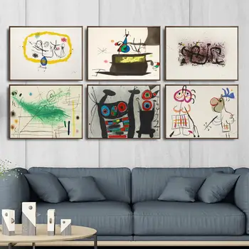 Boligmontering Art Wall Billeder Fra Stue Plakat Print På Lærred Malerier Spanske Joan Miro Abstrakte 5