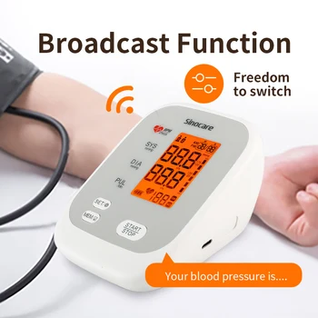 Sinocare Blood Pressure Monitor overarm , Automatisk Digital Blodtryksmaaler med 2 Brugere 120-Hukommelse