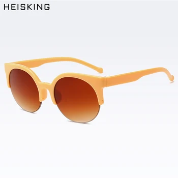 HEISKING 2020 Fashion Brand Design Vintage Solbriller Kvinder Semi-Endeløse Retro Mænd Solbriller Runde solbriller Oculos De Sol