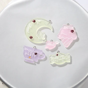 10stk alice tekande icecream charms hjerte Smykker halskæde vedhæng nøglering charms til DIY dekoration