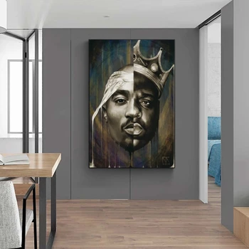 Rapper Stjernede Lærred Plakater Portræt af 2PAC Tupac og Biggie Væg Kunst, Lærred Malerier på Væggen 2PAC Pictures Home Decor