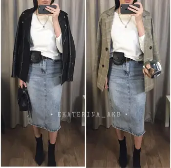 Lang Denim Nederdel Kvinder Vintage Høj Wasit Jeans Nederdel med Bælte Plus Size Lige A-line Nederdel, Elegant Sommer 2020 Chic