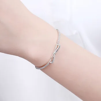 925 Sterling Sølv Krystal, Sløjfeknude Charme Armbånd Til Kvinder, Armbånd &Halskæde Bryllup Smykker SL105