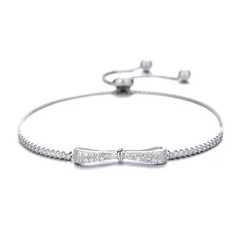925 Sterling Sølv Krystal, Sløjfeknude Charme Armbånd Til Kvinder, Armbånd &Halskæde Bryllup Smykker SL105