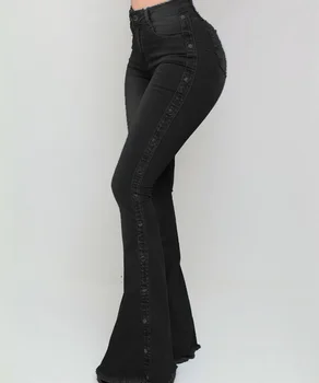 Jeans Kvinder Mode Slim Fit Tynde Bell Bottom Butt Lift Vasket Jeans Streetwear Kvindelige Bukser Oversizesd Denim Bukser