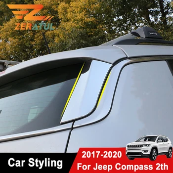 For Jeep Compass 2017 2018 2019 2020 ABS Chrome Bil Udvendige Bageste Hale Vindue Klistermærker Tilbage Forruden Side Trim Cover Sticker