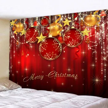 Red hængende bold Jul Gobelin Soveværelse, Stue Væggen Hænger Tapetet Home Decor Xmas Måtte til Jul nytår