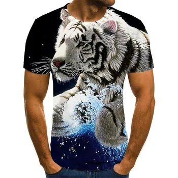 Dyreprint kortærmet T-shirt med print casual T-shirt med O-hals hip-hop korte ærmer størrelse 2020 sommeren nye 3D-print-T-shirt XXS-6XL