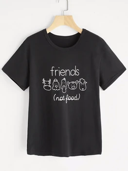 Venner ikke mad t-shirt veganer t-shirt fisse tumblr 90'erne mode kvinder tees slogan grafisk toppe camisetas tumblr tshirt - L092