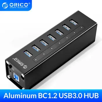 ORICO Aluminium USB 3.0 HUB 7-Port USB-Splitter Med 12V Power Adapter Støtte BC1.2 Oplader Til Macbook Computer Tilbehør