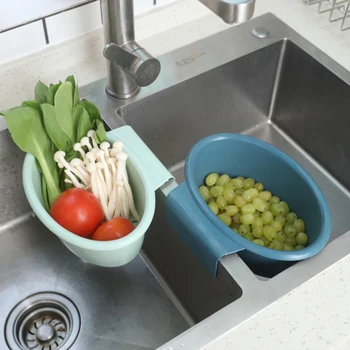 Køkkenvask Hængende Grøntsager og Frugt, Vask Kurv Husstand Madrester Filtreret Plast Dræn Storage Rack Køkken Værktøjer