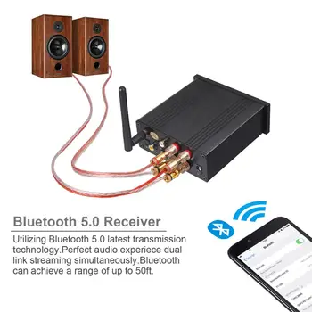LiNKFOR Digital Power Audio-Forstærker, Bluetooth-192kHz Digital Analog Audio Converter DAC med IR-100 W+100 W Optical Coaxial USB