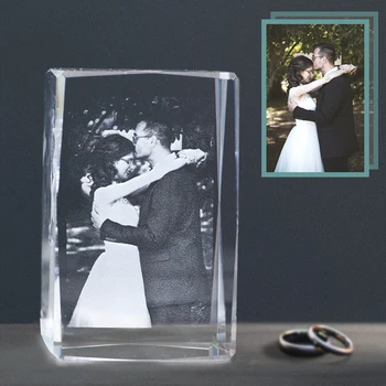 Tilpassede Crystal fotoramme til Billede Laser Gravør Enkelt Glas Kærlighed Bryllup fotoramme Personlig billedramme