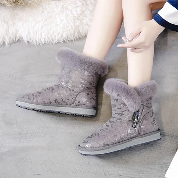 TIMETANGsnow støvler til kvinder 2019 nye vinter læder sko varm quiltet side lynlås ankel støvler til kvinder afslappet vinter støvler